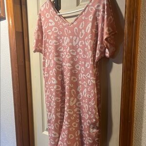 Pink and White animal Print romper with Relaxed Fit